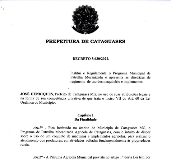 Decreto N5630 De 2022 Prefeitura Municipal De Cataguases